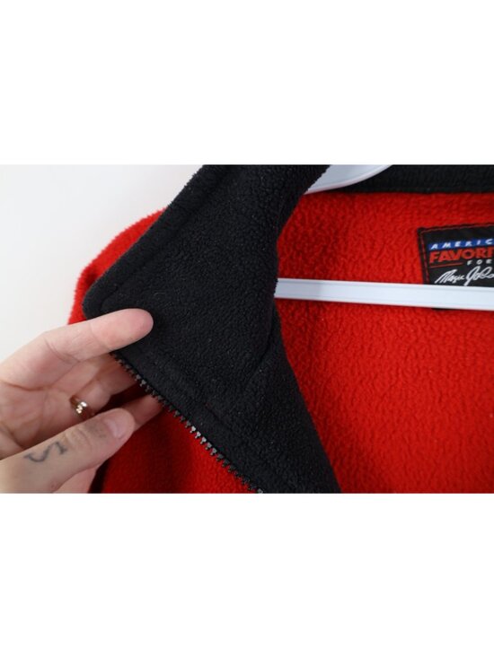 Vintage 90s Mens Large Detroit Red Wings Hockey 1/4 1/2 Zip Fleece Sweater Red - Picture 7 of 14